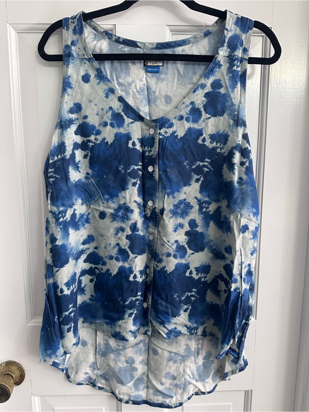Kavu Blue Tie-Dye Button-Front Tank